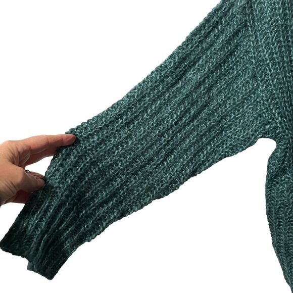 American Eagle Sweater NEW Dark Teal Nylon Acrylic Open Knit Pullover Boho S - Picture 3 of 10